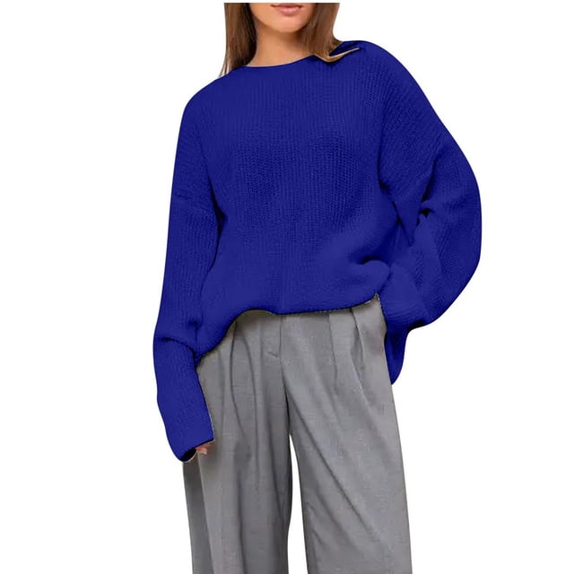 Oversized Sweater Sevevn Womens Fall Crew Neck Sweaters Long Sleeve Lightweight Soft Knit Casual Pullover Top