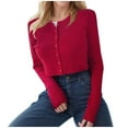 thumbnail image 1 of Oversized Sweater Vest Women V Neck Knitwear for Weekend Outfits Women's Cropped Cardigan Long Sleeve Button Down Lightweight Ribbed Knit Sweater Tops, 1 of 8
