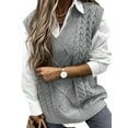 thumbnail image 1 of Oversized Sweater Vest for Women V Neck Sleeveless Solid Color Loose Pullover Sweater Gray XL, 1 of 9