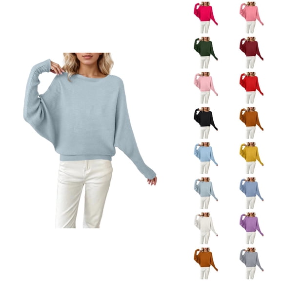 Oversized Sweater Women 2026 Fall Winter Trendy Crewneck Batwing Sleeve Knitted Pullover Sweater