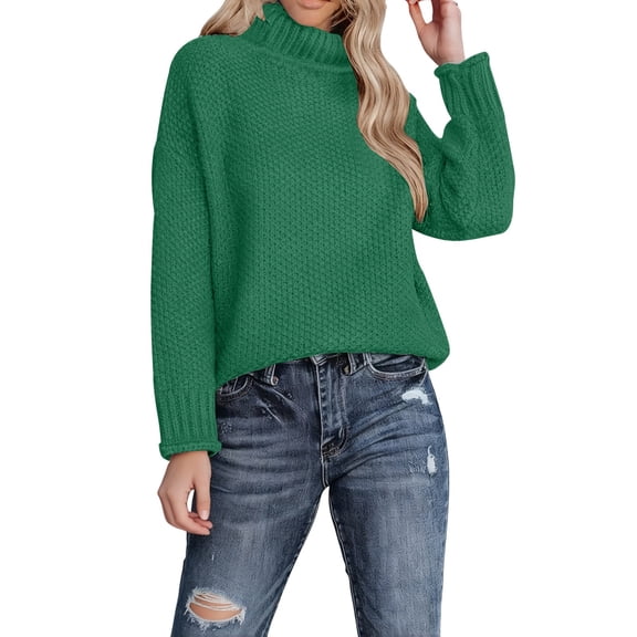 Oversized Sweater, Yigetop Women's Knit Long Sleeve Short Sweater Loose Knit Pullover Winter Sweater Soft Sweaters for Women Green, S
