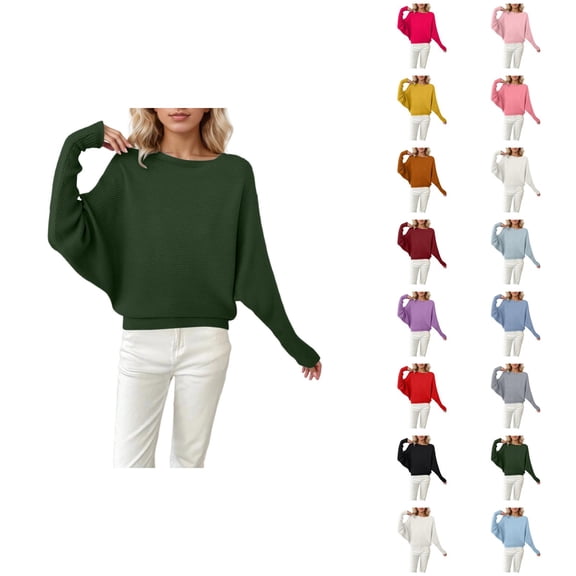 Oversized Sweater for Women 2026 Fall Winter Fashion Batwing Sleeve Crewneck Knit Pullover Sweater