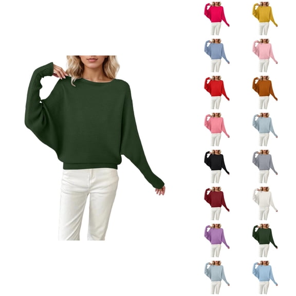 Oversized Sweater for Women 2026 Fall Winter Fashion Batwing Sleeve Crewneck Knit Pullover Sweater
