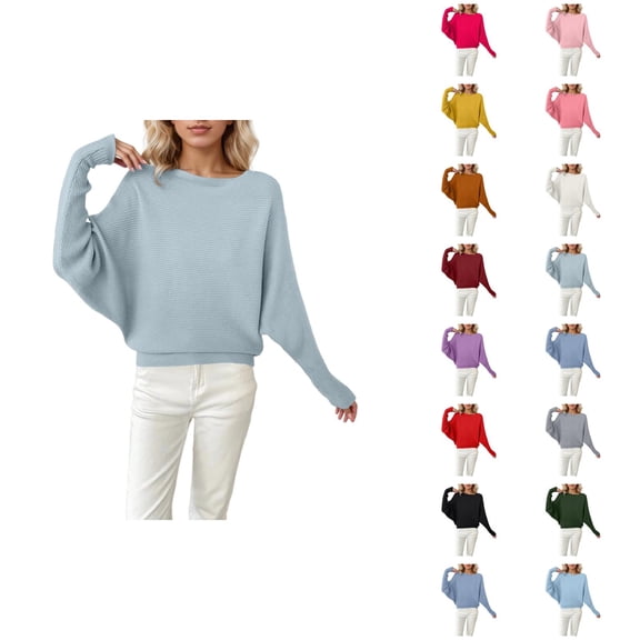 Oversized Sweater for Women 2026 Fall Winter Fashion Batwing Sleeve Crewneck Knit Pullover Sweater