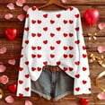 thumbnail image 1 of Oversized Sweaters For Women Casual Funny Heart Print Long Sleeve Crew Neck Sweatshirt Loose Fit Winter Soft Warm Knit Holiday Jumper Tops White L, 1 of 4