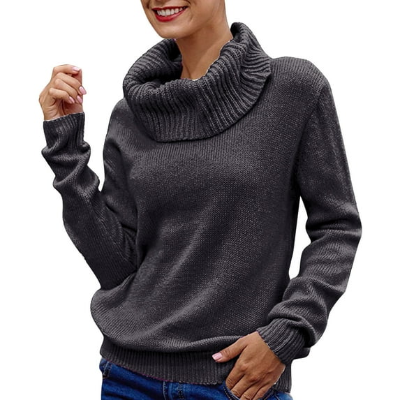 Oversized Sweaters For Women Casual Relaxed Fit Basic Solid Color Turtleneck Long Sleeve Stretch Pullover Jumper Top Comfortable Soft Fall Outfits