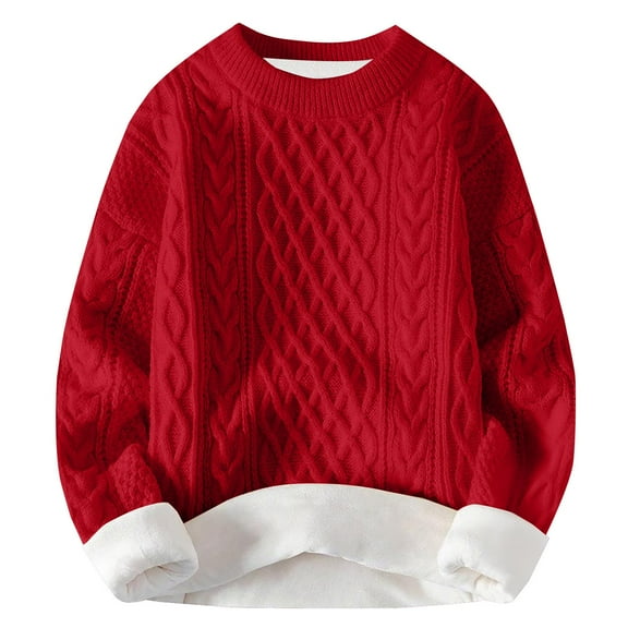 Oversized Sweaters for Women Comdrip Womens Winter Two Items Knitting Round Neck Loose Versatile Long Sleeve Pullovers Cable Knit Sweater Women Red XL
