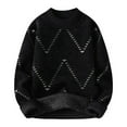thumbnail image 1 of Oversized Sweaters for Men Casual Crewneck Solid Color Knitted Tops Lightweight Winter Fashion Pullover Loose Sweatshirt (Black XL), 1 of 3