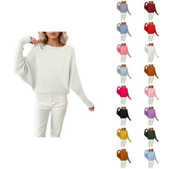 Oversized Sweaters for Women 2026 Fall Winter Casual Crewneck Batwing Sleeve Knit Pullover Sweater