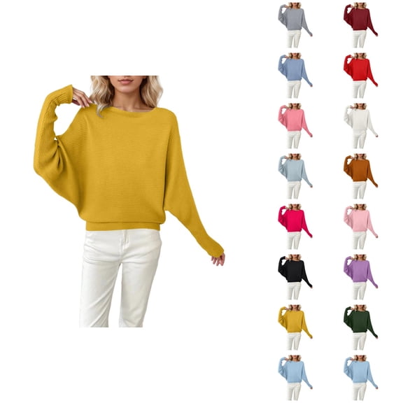 Oversized Sweaters for Women 2026 Fall Winter Casual Crewneck Batwing Sleeve Knit Pullover Sweater