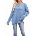 thumbnail image 1 of Oversized Sweaters for Women Casual Long Sleeve Crewneck Knit Cozy Pullover Sweater Jumper Top Blue L, 1 of 8