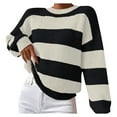 thumbnail image 1 of Oversized Sweaters for Women Casual Relaxed Fit Patchwork Striped Crew Neck Long Sleeve Stretch Pullover Jumper Top Comfortable Soft Fall Outfits, 1 of 3
