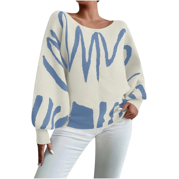 Oversized Sweaters for Women Cozy Fall Winter Crew Neck Lantern Long Sleeve Ladies Pullover Sweater Tops