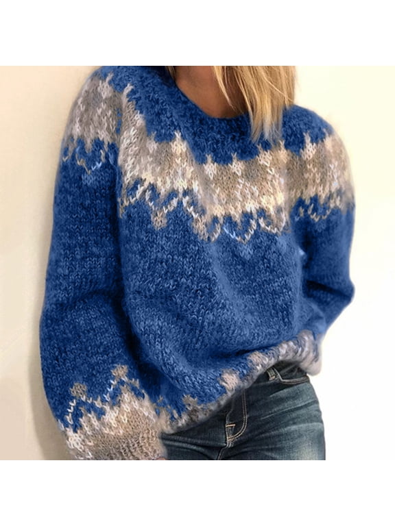Oversized Sweaters for Women Crewneck Long Sleeve Knit Warm Pullover Sweaters Tops