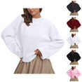 thumbnail image 1 of Oversized Sweaters for Women Fall Winter Long Sleeve Drop Shoulder Casual Crewneck Cropped Pullover Sweater Top, 1 of 3