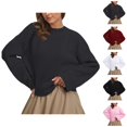 thumbnail image 1 of Oversized Sweaters for Women Fall Winter Long Sleeve Drop Shoulder Casual Crewneck Cropped Pullover Sweater Top, 1 of 4