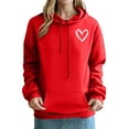 thumbnail image 1 of Oversized Sweaters for Women Heart Print Long Sleeve Hoodie Casaul Fall Pullover Tops with Pockets Red S, 1 of 4