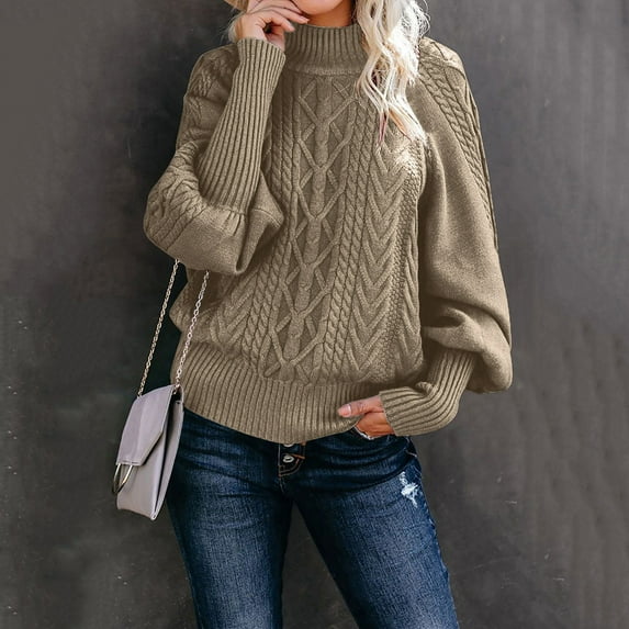 Oversized Sweaters for Women High Neck Lightweight Sweaters Loose Solid Color Fall Winter Business Casual Outfits Pullover Tops