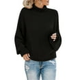 thumbnail image 1 of Oversized Sweaters for Women Knitted Sweater Women's Clothing Thick Thread High Neck Pullover Sweater Women Winter Fall Clothes 2023 Black, 1 of 3