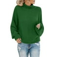 thumbnail image 1 of Oversized Sweaters for Women Knitted Sweater Women's Clothing Thick Thread High Neck Pullover Sweater Women Winter Fall Clothes 2023 Green, 1 of 3