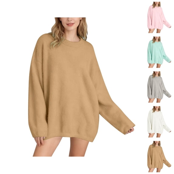 Oversized Sweaters for Women Long Sleeve Drop Shoulder Casual Crewneck Pullover Sweater Fall Winter Tops