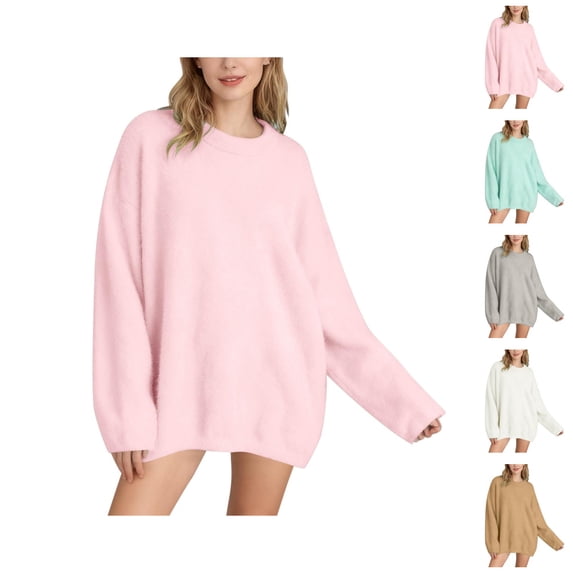 Oversized Sweaters for Women Long Sleeve Drop Shoulder Casual Crewneck Pullover Sweater Fall Winter Tops
