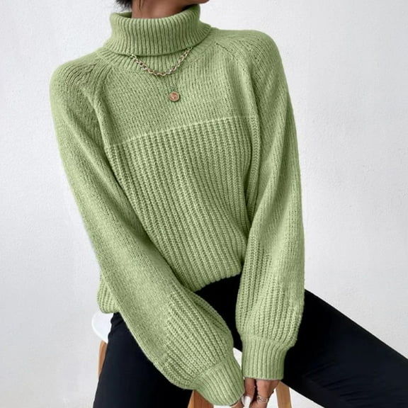 Oversized Sweaters for Women Loose Fit High Neck Sweaters Solid Color Comfortable Fall Long Sleeve Pullovers Top Winter Clothes