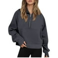 thumbnail image 1 of Oversized Sweaters for Women Women Half Zip Cropped Hoodies Fleece Quarter Zip Up Pullover Sweatshirts Winter Clothes 2025 Outfits Sweater Coat, 1 of 5
