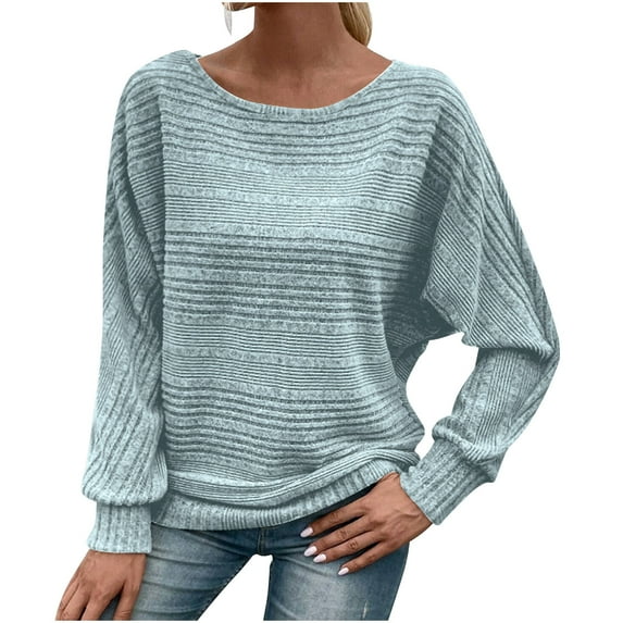 Oversized Sweaters for Womens Solid Crewneck Pullover Tops Long Batwing Sleeve Knit Jumper Shirts