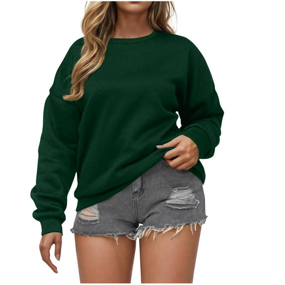 Oversized Sweatshirt For Women Crewneck Long Sleeve Shirts Loose Fit Drop Shoulder Pullover Athletic Fall Fashion Tops