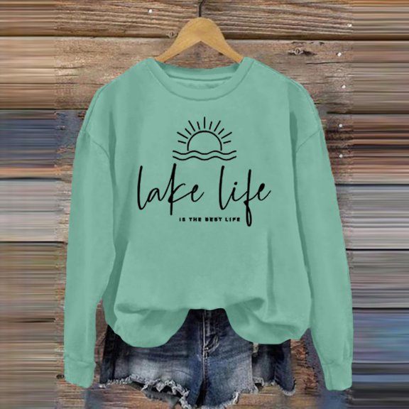 Oversized Sweatshirt For Women Fashion Is The Life Letter Printed Crew Neck Hoodie Casual Comfortable Winter Pullover Jumper Tops