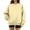 thumbnail image 1 of Oversized Sweatshirt For Women Fleece Lined Crewneck Sweatshirts Women Long Sleeve Pullover Sweater with Pockets 2025 Fall Winter Outfits Khaki XXL, 1 of 5