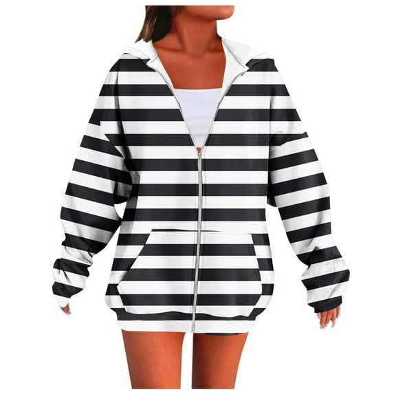 Oversized Sweatshirt For Women Sevevn Women's Full Zip Up Hoodie Long Sleeve Hooded Sweatshirts Pockets Jacket Coat for Women