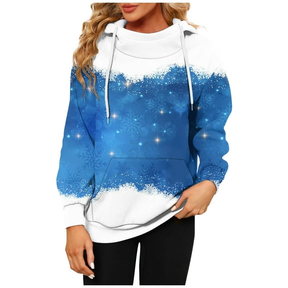 Oversized Sweatshirt For Women Women's Casual Fashion Winter Snowflake Printing Long Sleeve Pullover Hoodies Sweatshirts