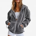 thumbnail image 1 of Oversized Sweatshirt Jacket Women Velvet Zip Up Hooded Sweatshrit Jacket Fall Winter Long Sleeve Hoodies with Pockets Gray 2XL, 1 of 7