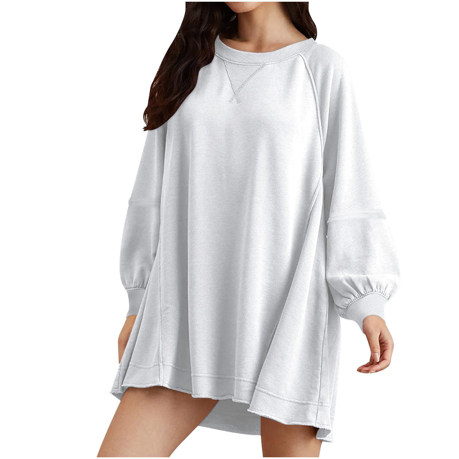 Oversized Sweatshirt Mini Dresses No Hood, Womens Casual Sleepwear