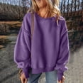 thumbnail image 1 of Oversized Sweatshirt For Women 2024 Winter Fashionable Loose Fit Plush Thickened Fleece Pullover Vintage Crew Neck Sweatshirts With Pocket Long Sleeve Shirt Purple M, 1 of 7