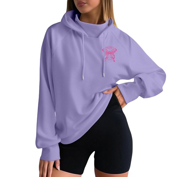 Oversized Sweatshirt For Women Casual Comfortable Hooded T Soft Hoodie For Everyday Wear Basic Loungewear Lightweight Versatile Winter Pullover Jumper Tops Purple L