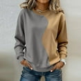 thumbnail image 1 of Oversized Sweatshirt for Women Color Block Crewneck Sweatshirts Striped Long Sleeve Fall Tops Crop Striped Color Block Sweatshirts Winter Pullover Loose Y2K Clothes, 1 of 5