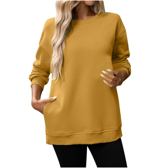 Oversized Sweatshirt for Women Cute Preppy Hoodie with Pocket Casual Drop Shoulder Long Sleeve Jumper Solid Color Pullover Hoodies Fall Sweatshirts for Women