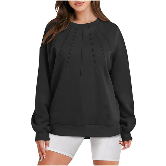 Oversized Sweatshirt Women Fleece Sweatshirts, Crewneck Long Sleeve Pullover s Fall Winter Classic Warm Sweaters Casual Loose Elegant Tops Preppy Clothes Cute Teen Girls Outfits S-XXL