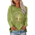 thumbnail image 1 of Oversized Sweatshirt for Women Graphic Crewneck Sweatshirt Fall Soft Cotton Blend Trendy Tree Printed Pullover Hoodie Womens Crewneck Sweatshirt Green S, 1 of 4