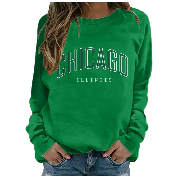 Oversized Sweatshirt for Women New Women's Printed Round Neck Pullover Street Long Sleeve Pullover Hoodie Blouse Shirt High Neck Hoodies Women Sweatshirts Yoga Pants Green L