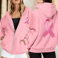 thumbnail image 1 of Oversized Sweatshirt For Women Trendy Solid Color Zip Up Hoodie Pullover Cancer Awareness Month Drawstring Casual Comfortable For Everyday Tops Clothes With Pocket Pink M, 1 of 6