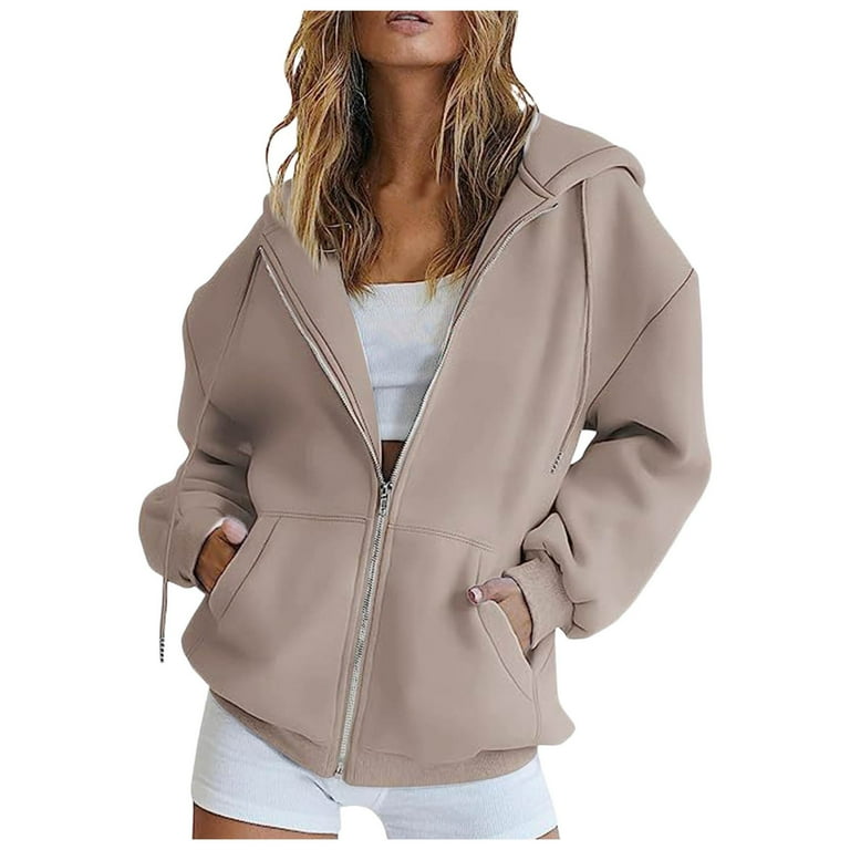 Women's hooded sweatshirt with zipper pockets shop