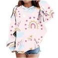 thumbnail image 1 of Oversized Sweatshirt for Girls Size 10/12 Cute Print Hoodies with Pocket Tween Girl Long Sleeve Fall Tops 4-13T, Pink, 9 Years, 1 of 4