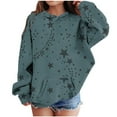 thumbnail image 1 of Oversized Sweatshirt for Girls Size 10/12 Star Print Long Sleeve Hoodies with Pocket Kids Going Out Tops 4-13Y, Navy, 7 Years, 1 of 4