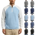 thumbnail image 1 of Oversized Sweatshirt for Men Color Block Waffle Knit Sweater Loose Casual Half-Zip Stand Collar Long Sleeve Shirt Pullover for Fall and Winter, 1 of 8