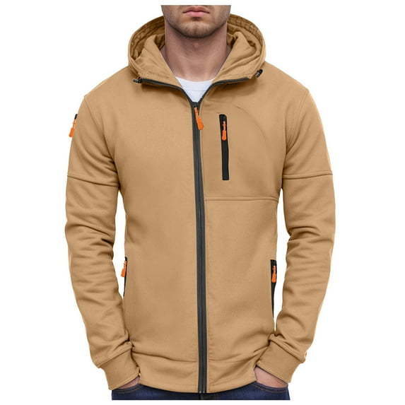 Oversized Sweatshirt for Men Full Zip Up Winter Solid Color Hoodies Unisex Wash Heavyweight Basic Hooded Jacket Men Jacket with Hoodie And Zipper