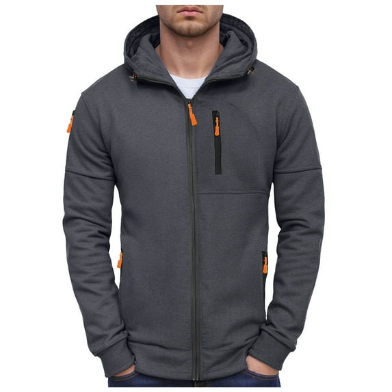 Oversized Sweatshirt for Men Full Zip Up Winter Solid Color Hoodies Unisex Wash Heavyweight Basic Hooded Jacket Winter Jackets for Men with Hood